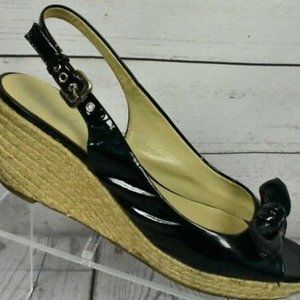 Franco Sarto Womens Wedge Blk Patent Leather and